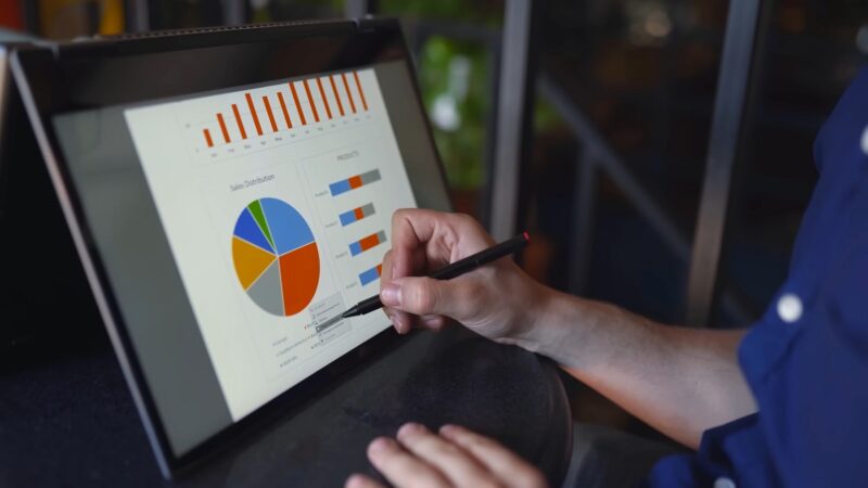 Analyzing financial data on tablet