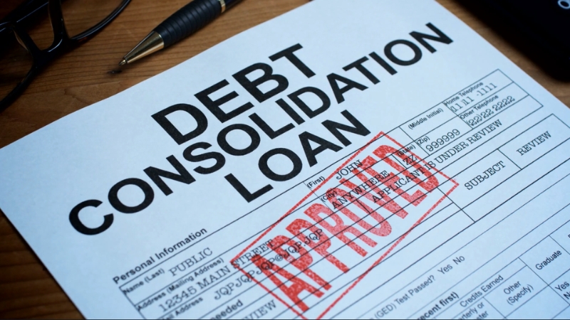 A debt consolidation loan form stamped approved sits on a table ready to help pay off payday loan debt